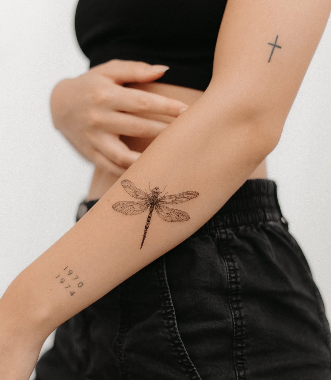 Elegant dragonfly Tattoo on Arm