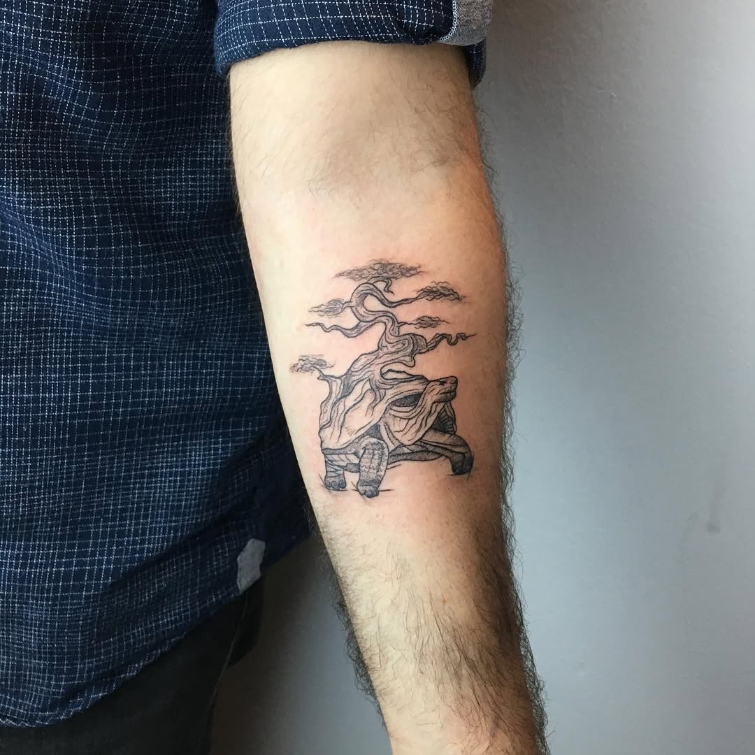 stunning Realistic Turtle Tattoo with Ocean Vibes