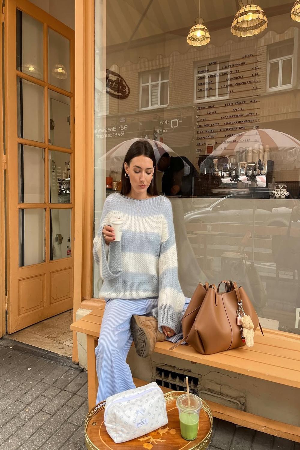 Cozy winter‌ outfit with Uggs and stripes