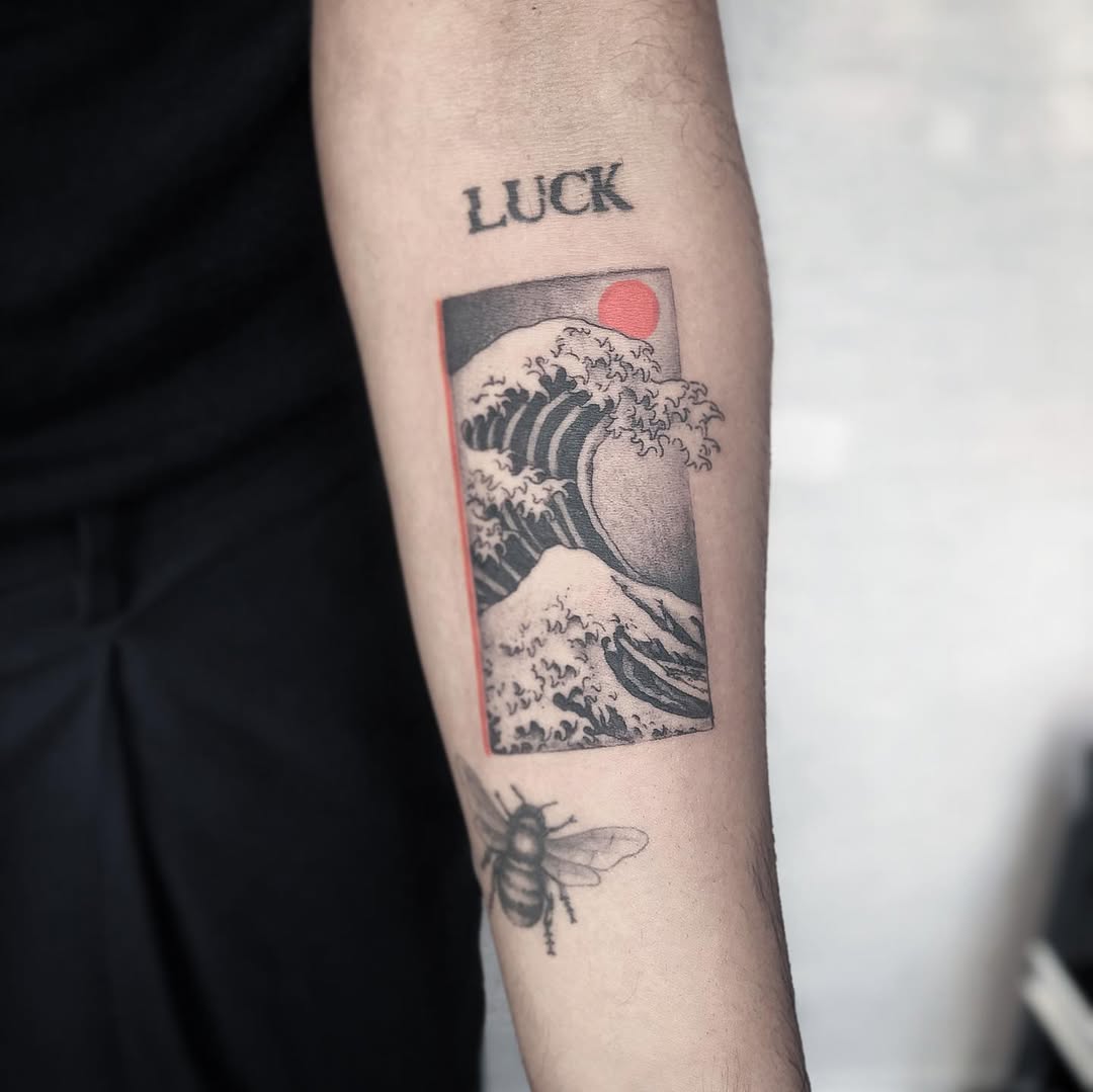 Wave Tattoo with âŁLuck
