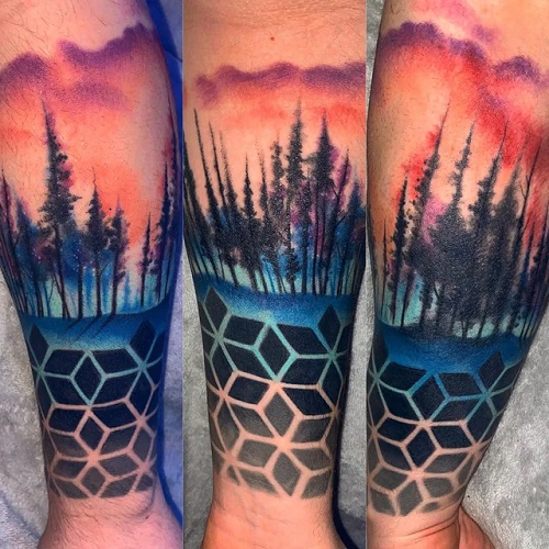 Forest Tattoo Design in vintage ideas