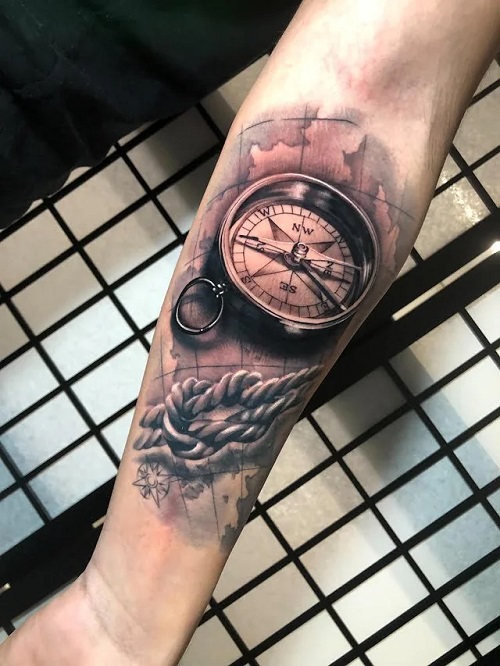 Vintage Compass in vintage tattoo idea