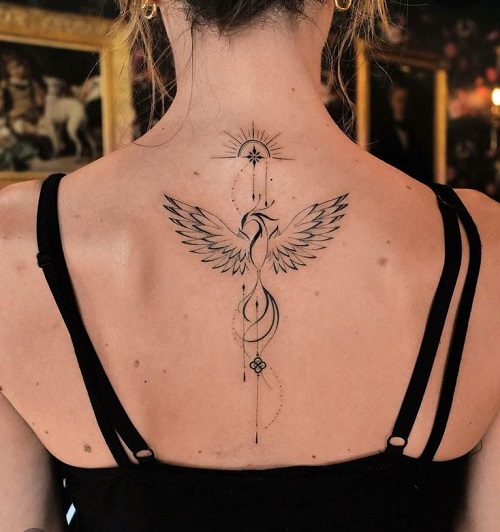 Feminine Phoenix and Arrow Body Art