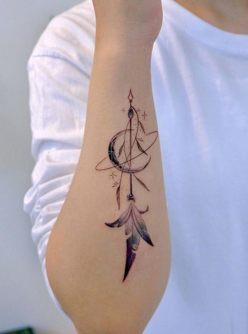 Feminine Phoenix and Arrow Body Art