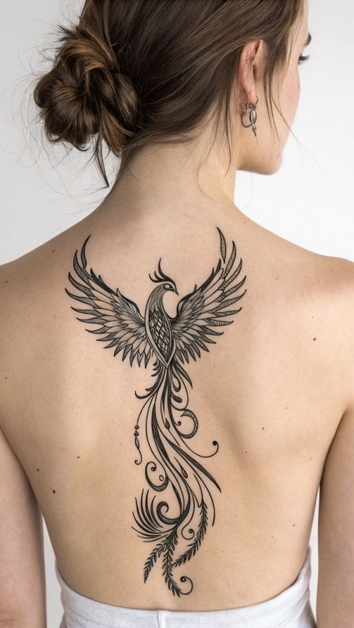 Feminine Phoenix and Arrow Body Art