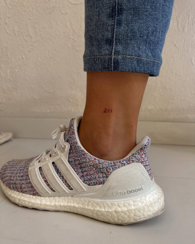 211 number above the ankle minimalist numeric elegance in thin font