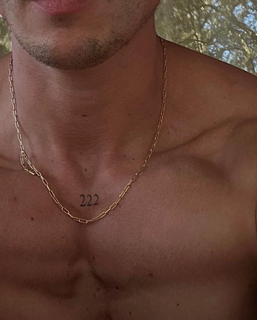 222 Text Lettering Tattoo  for Men: Vocal Ink, a Symbol of Expression 