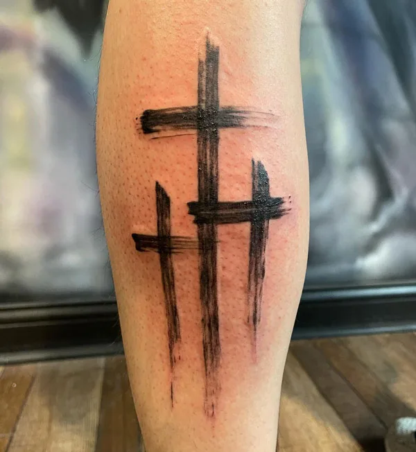 3 Cross Sketch Tattoo