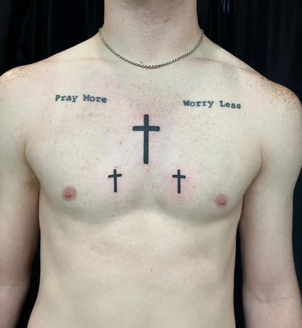 3 Cross Tattoo on Chest 1