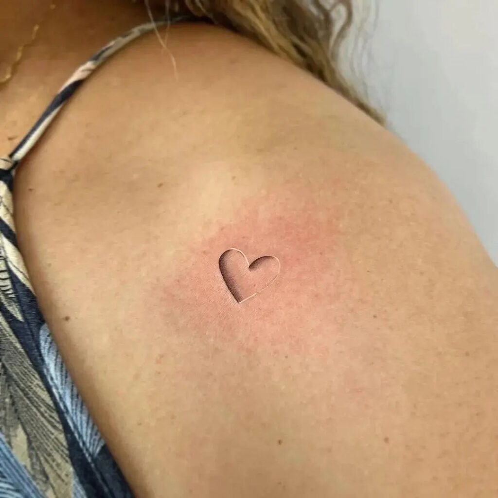 3d love heart tattoo a shoulder showcase