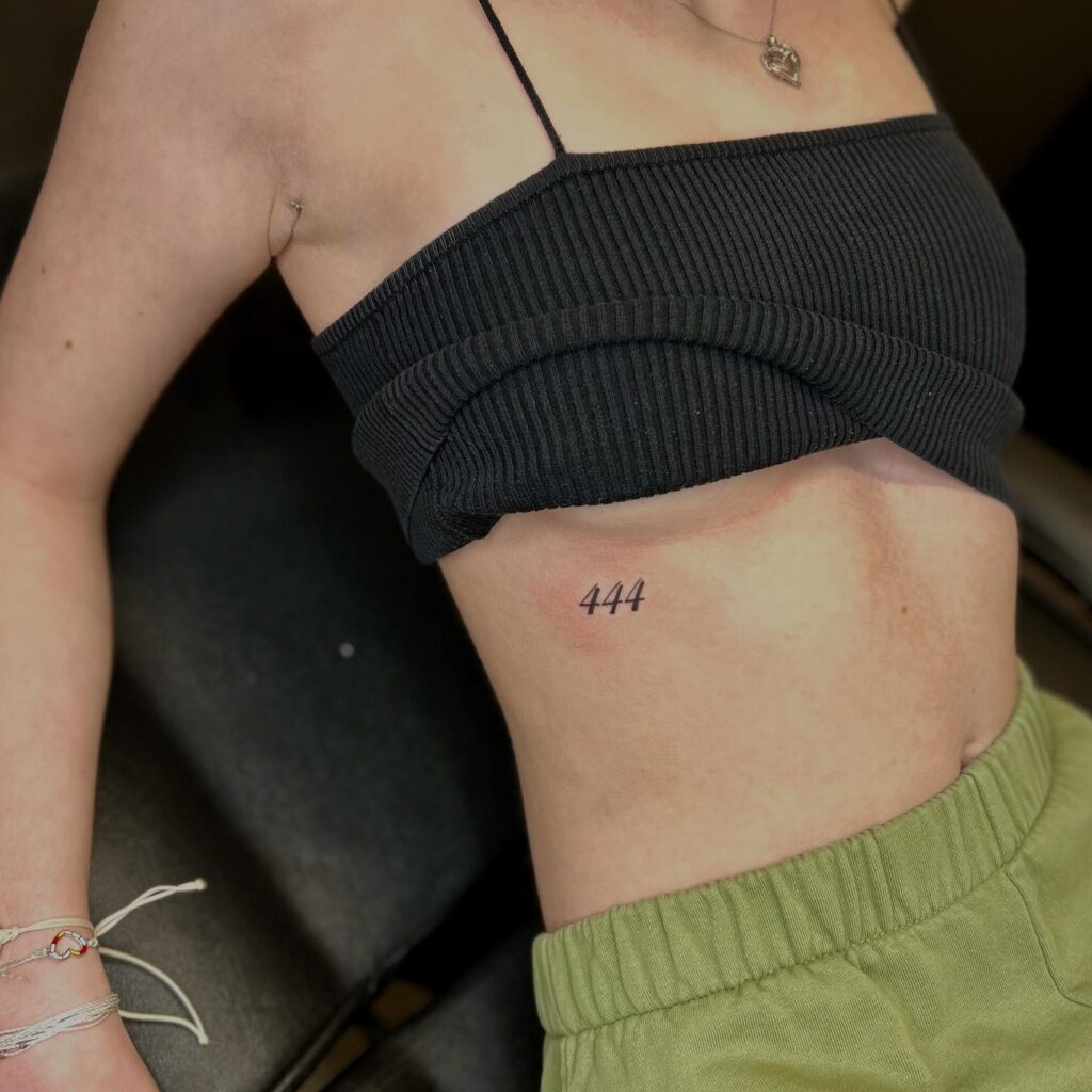 444 number tattoo on the rib for a meaningful touch numerical harmony