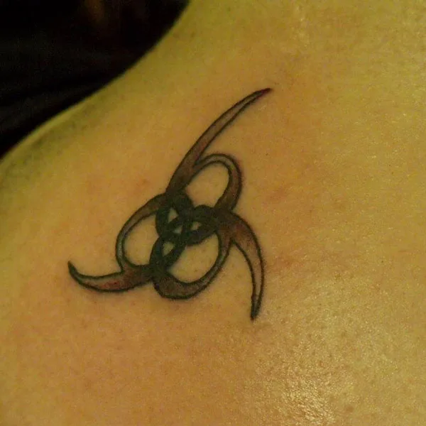666 back shoulder tattoo