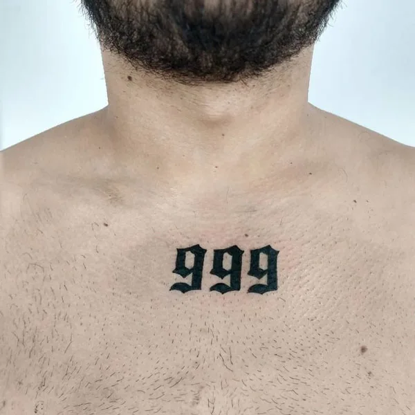 999 tattoo on chest 1