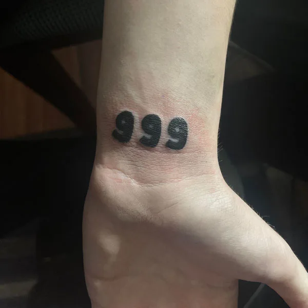 999 tattoo on wrist 1