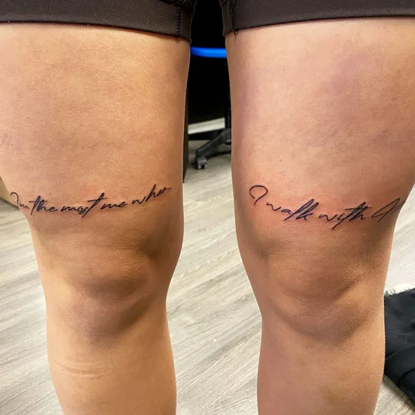 Above knee tattoo words