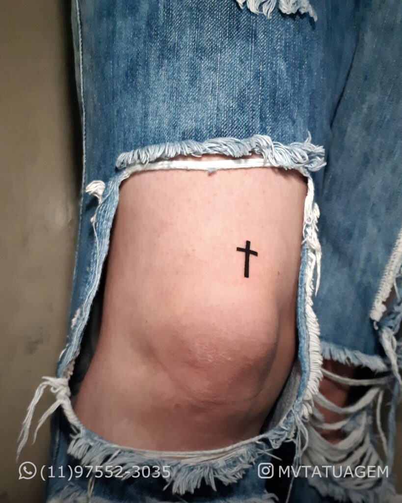 Above the Knee Cross Tattoo for Men Bold Statement