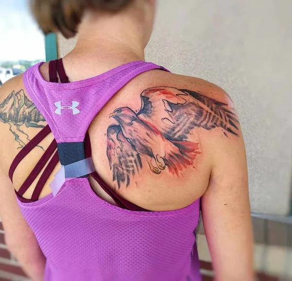 Abstract Hawk Tattoo