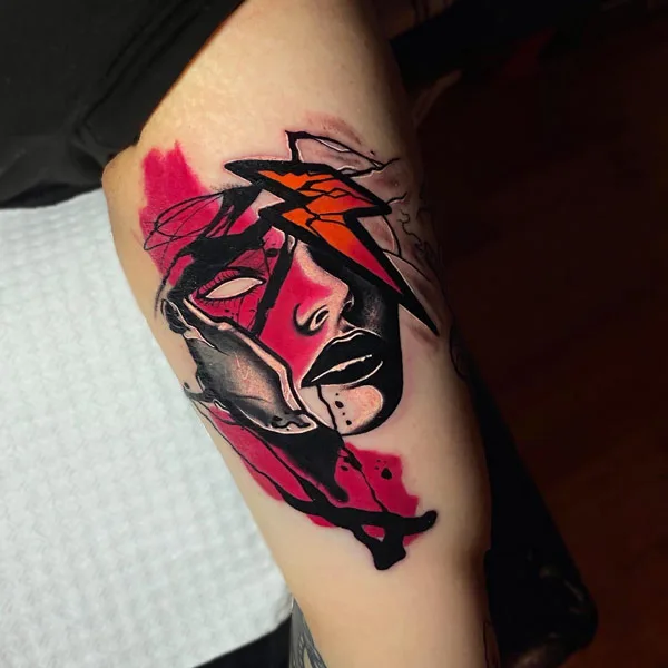 Abstract Lightning bolt tattoo