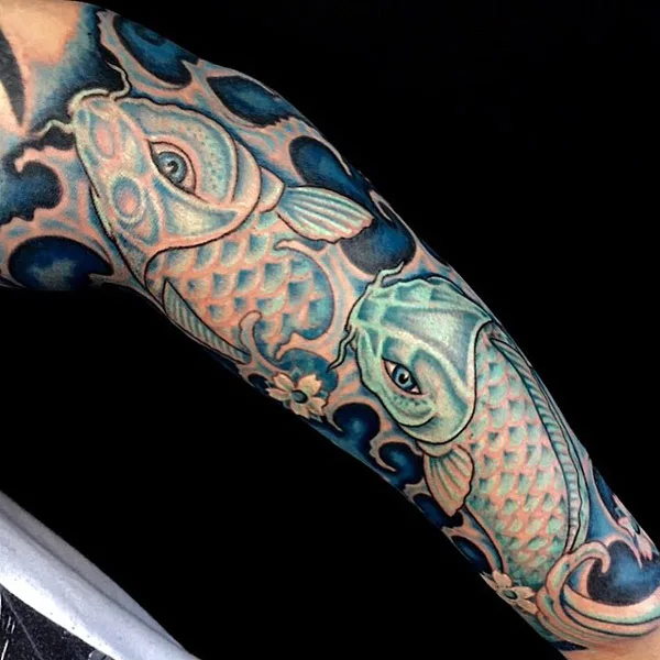 Abstract koi fish tattoo