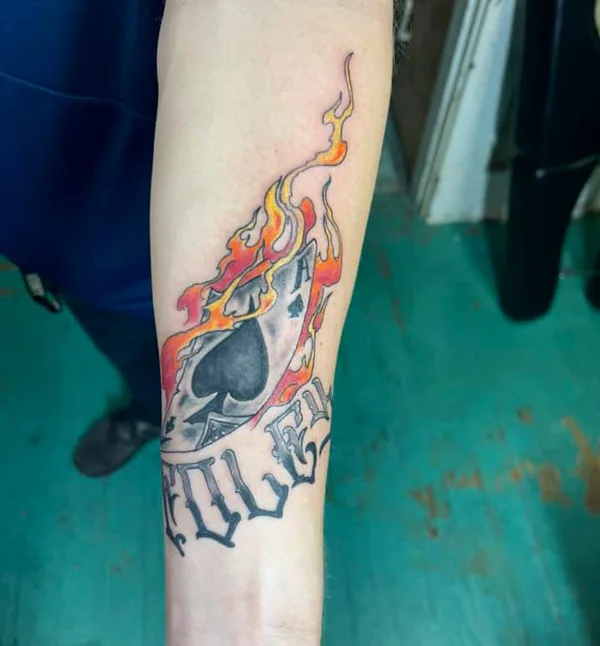 Ace of Spades Tattoo on Fire 3