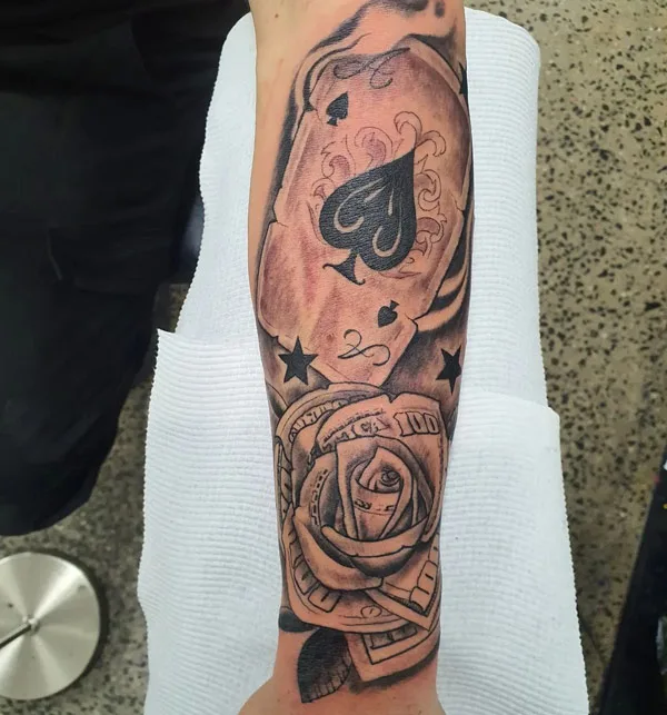 Ace of Spades and Money Rose Tattoo 1