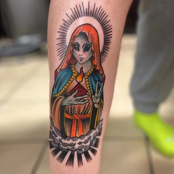 Alien Virgin Mary Tattoo 1