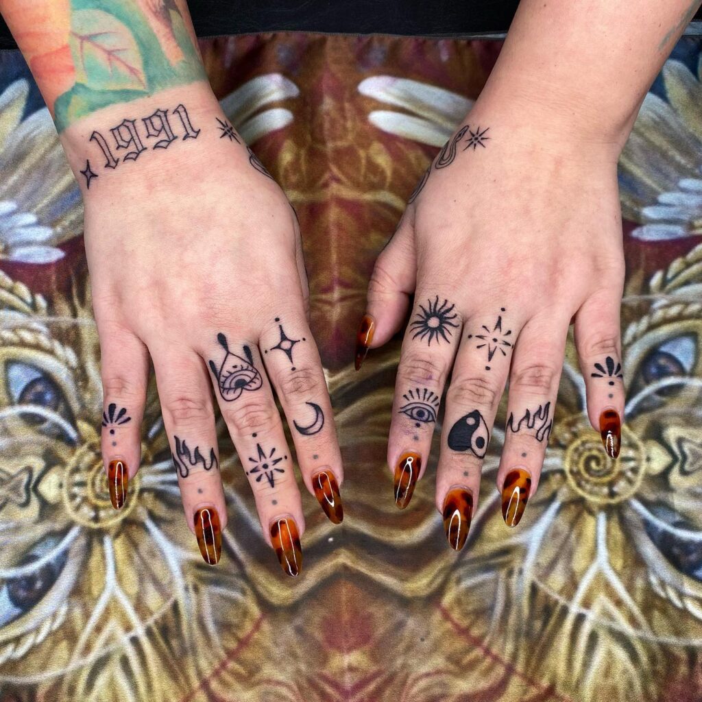 All Finger Love Heart Tattoo Design