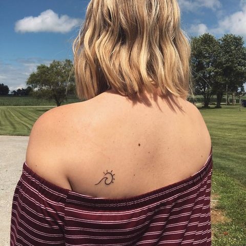 Amazing Wave and Sun Tattoo Design for the Back