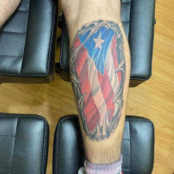 American Flag Calf Tattoo
