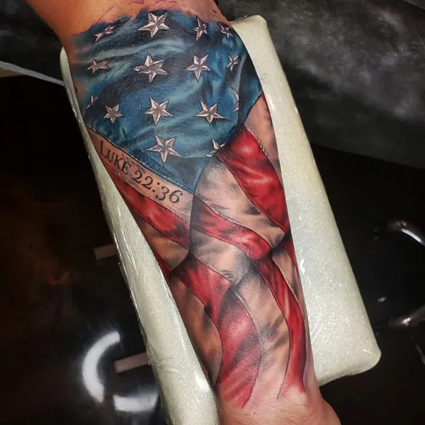 American Flag Forearm Tattoo 1
