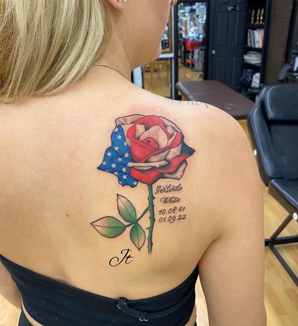American Flag Rose Tattoo 1