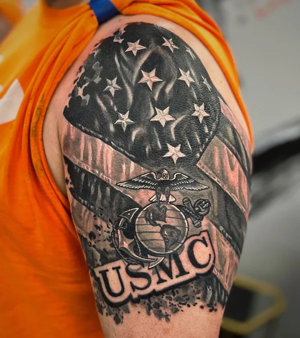American Flag Shoulder Tattoo 2