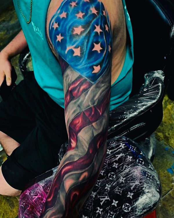American Flag Sleeve Tattoo 1