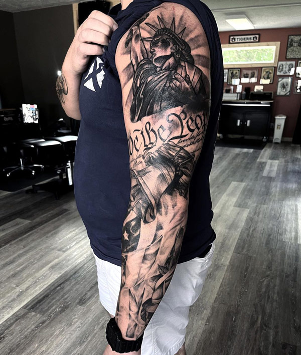 American Flag Sleeve Tattoo 2