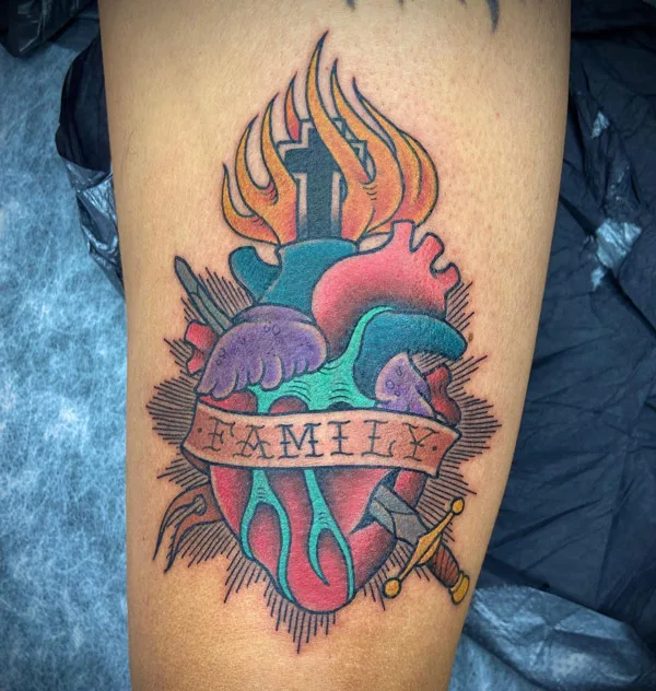 Anatomical Sacred Heart Tattoo 2