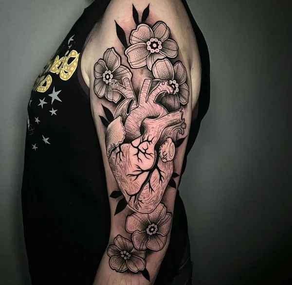 Anatomical heart tattoo 11