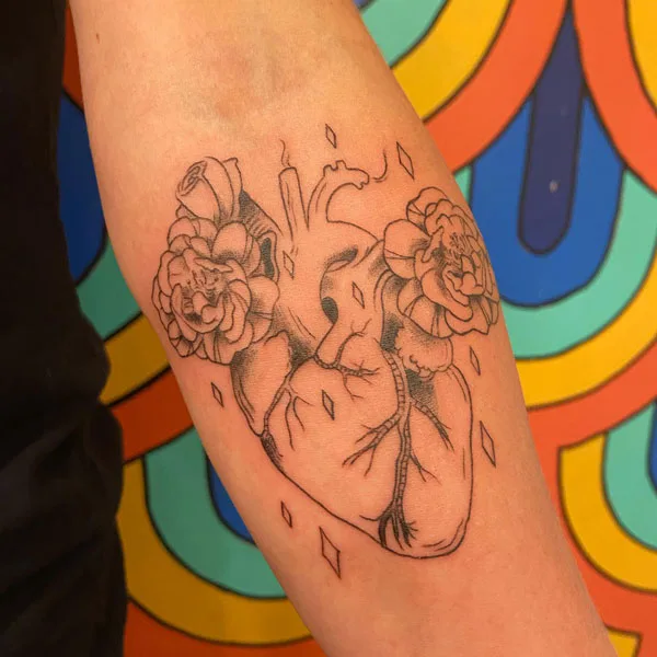 Anatomical heart tattoo 14