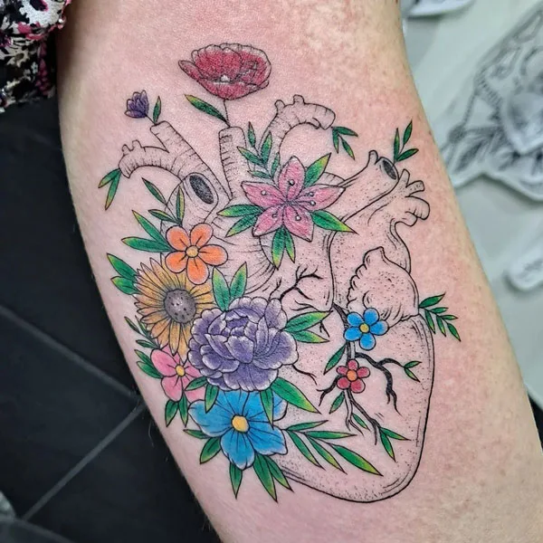 Anatomical heart tattoo 32