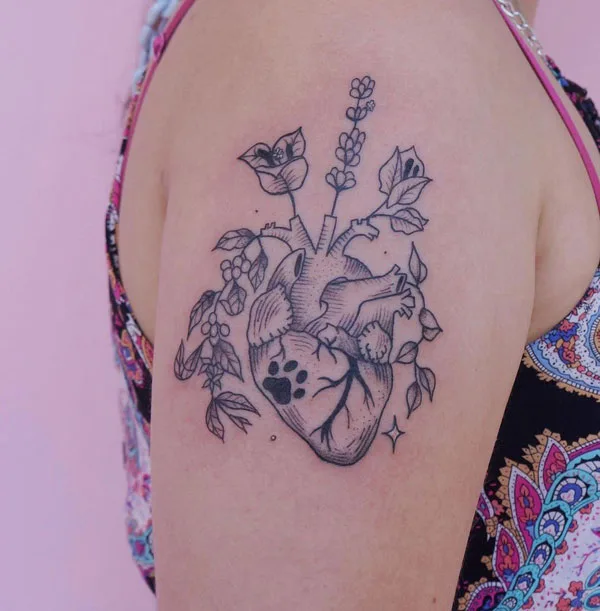 Anatomical heart tattoo 46