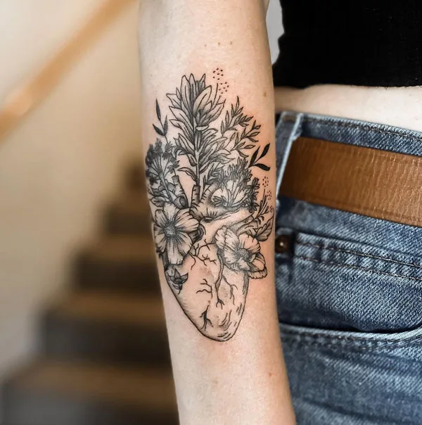 Anatomical heart tattoo 56