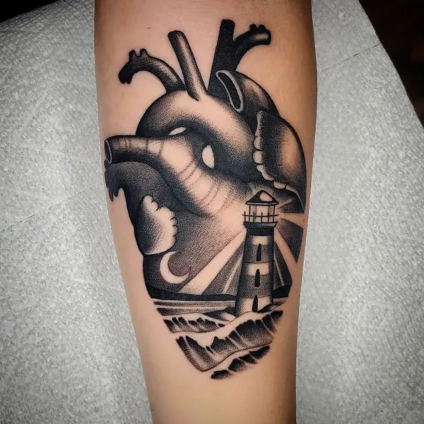 Anatomical heart tattoo 63