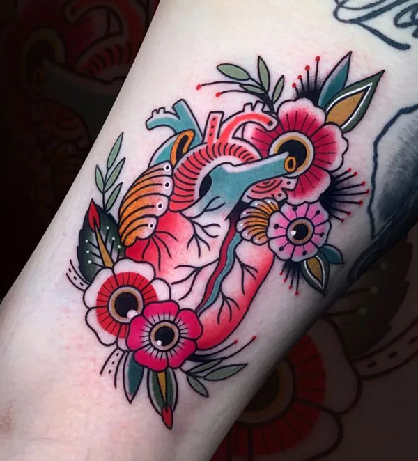 Anatomical heart tattoo 69