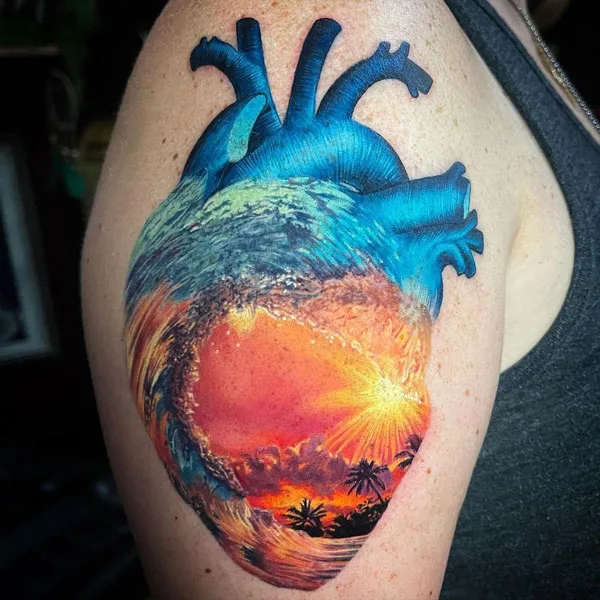 Anatomical heart tattoo 76