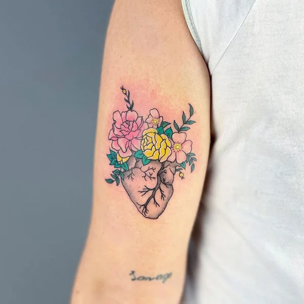 Anatomical heart tattoo 8