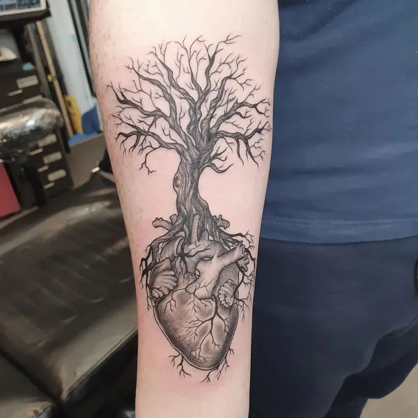 Anatomical heart tattoo 9