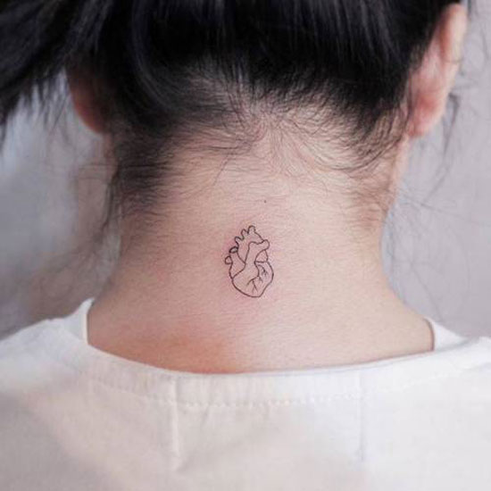 Anatomy heart tattoo on neck