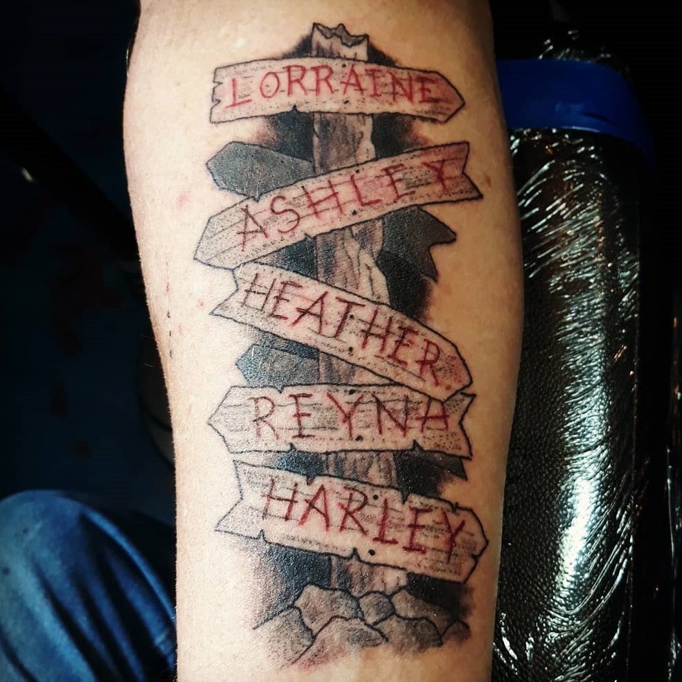 Ancient Wooden Street Sign Tattoos