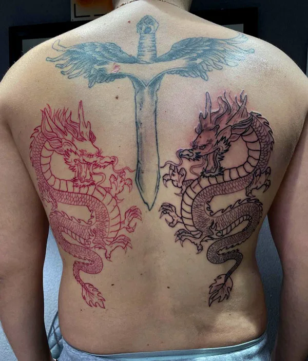 Angel Wings Back dragon tattoo