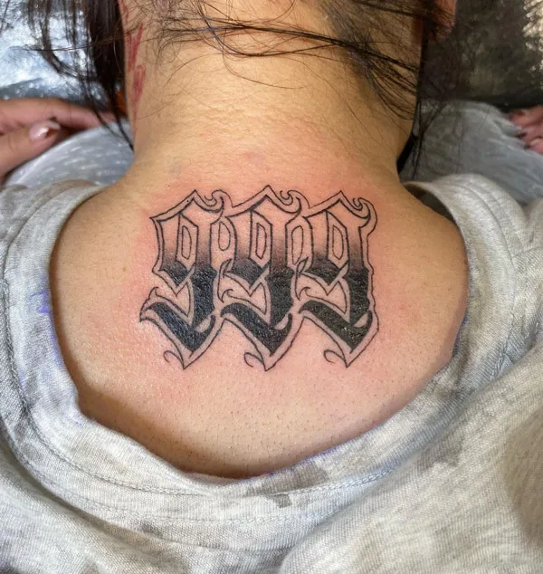 Angel number tattoo 78