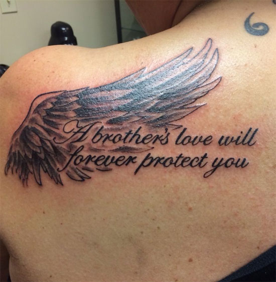 Angel wing rip brother love tattoo